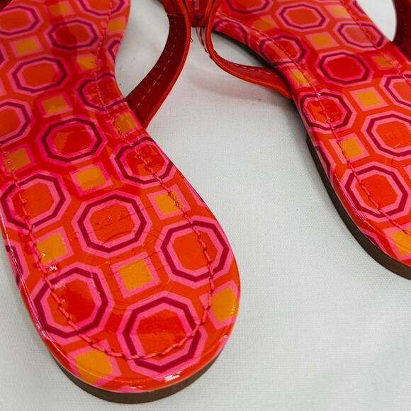 Tory Burch Miller Sandals Vivid Orange Octagon Print Square Toe Size 5.5 NWT - Picture 5 of 7